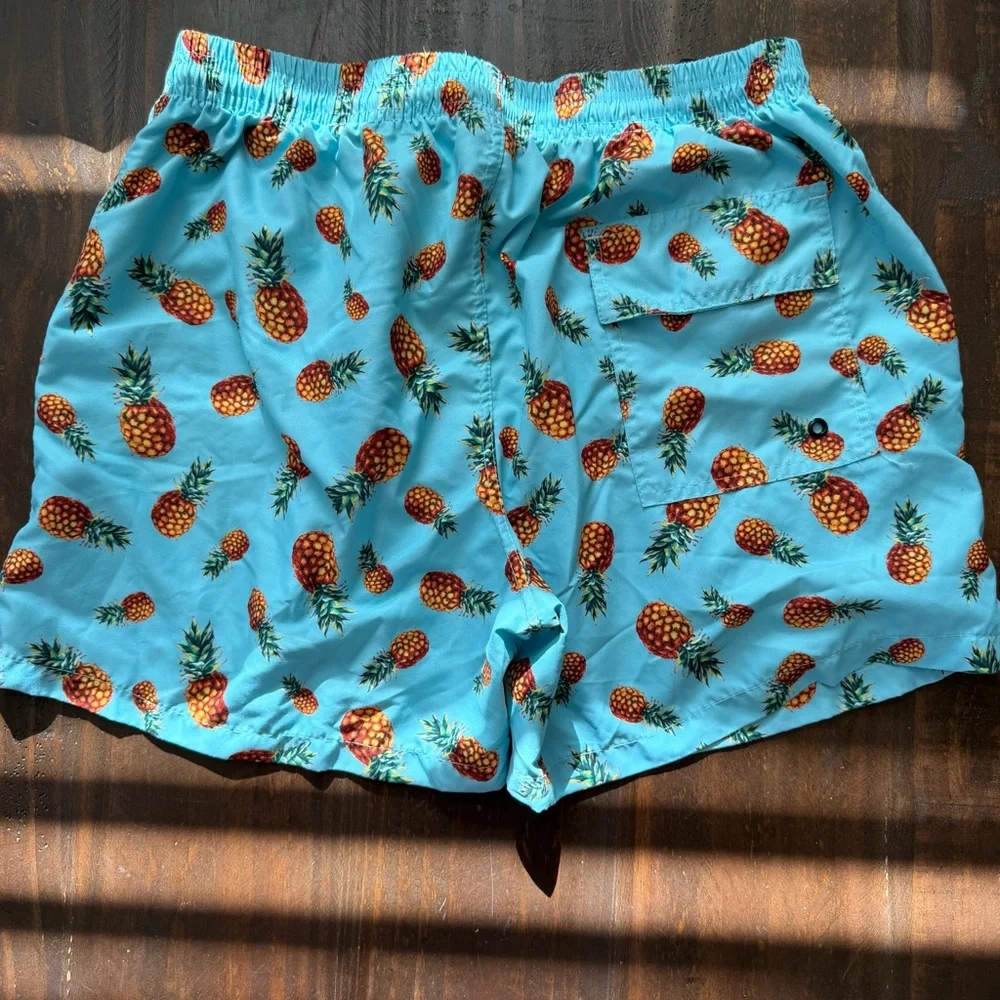 WARUNG Aqua Tropical Pineapple Print SwimShorts - XL
